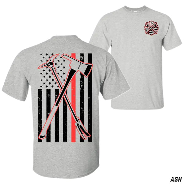 Firefighter Axe Flag T Shirt Navy Blue Fire Dept Graphic Tee Patriotic Thin Red Line Shirt For First Responders And Heroes Gift For Men Classic Cotton